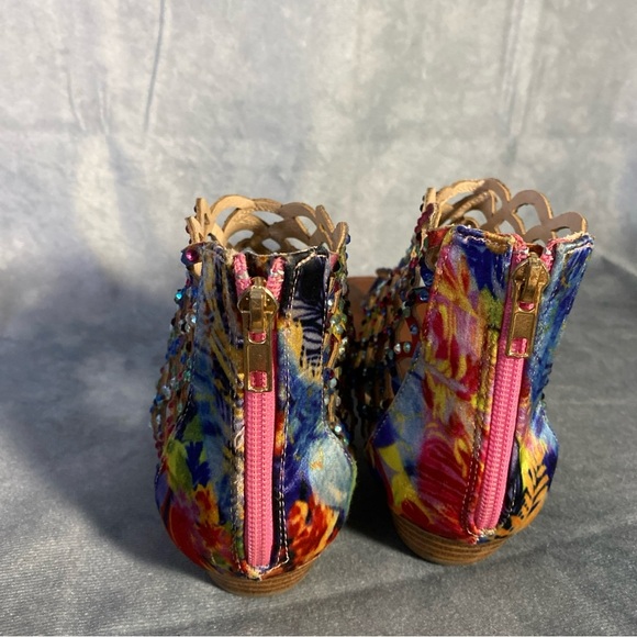 Zigi Soho MELAA Pink Multicolour FX Sandals Size 8.5 Rhinestone Gladiator Thong - Picture 4 of 9